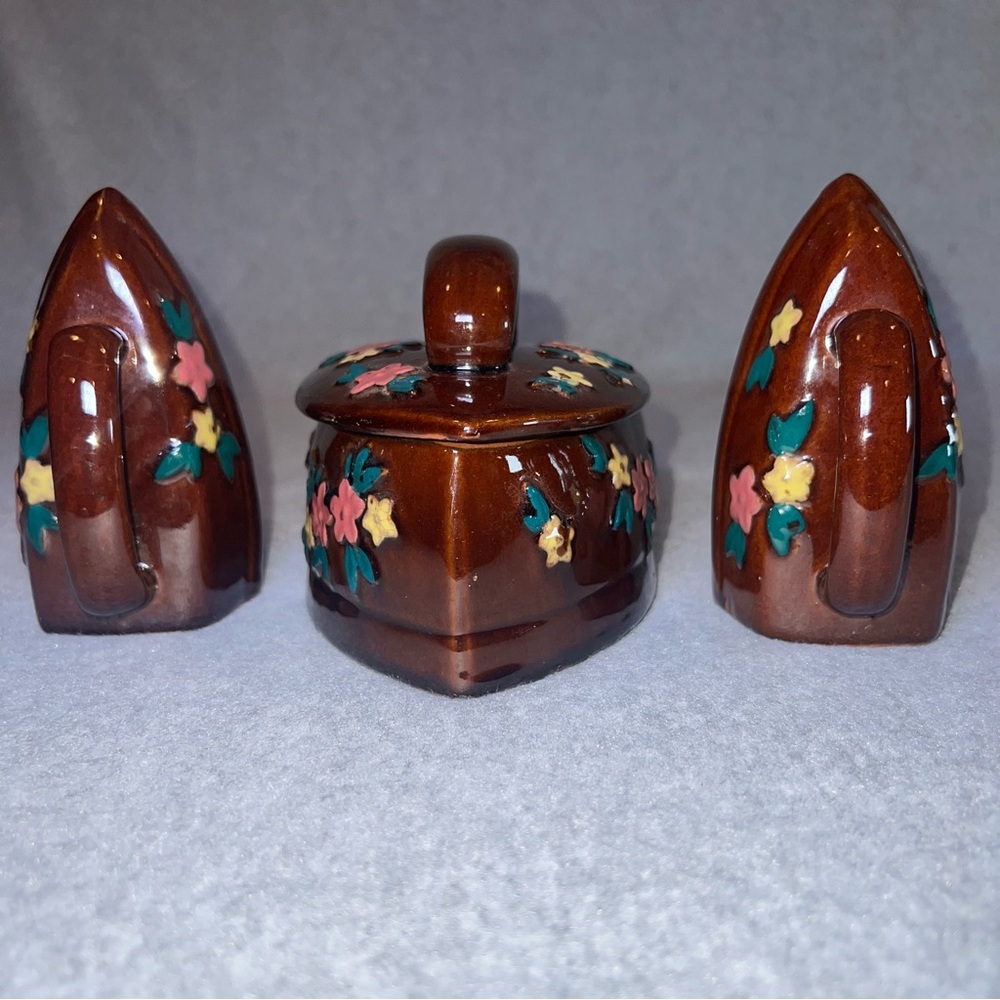 Vintage Japanese Steam Iron Collectible Salt & Pepper Shakers & Sugar Container